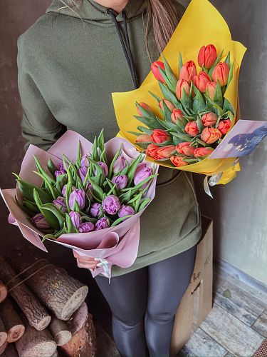 Букет тюльпанов  100% наличие. Быстрая доставка цветов круглосуточно в Калуге.